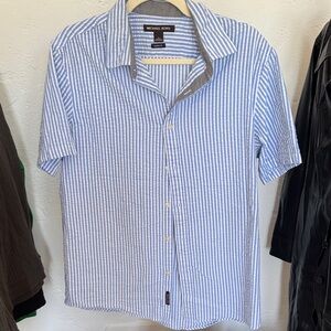 Michael Kors Mens light blue and white button down Shirt